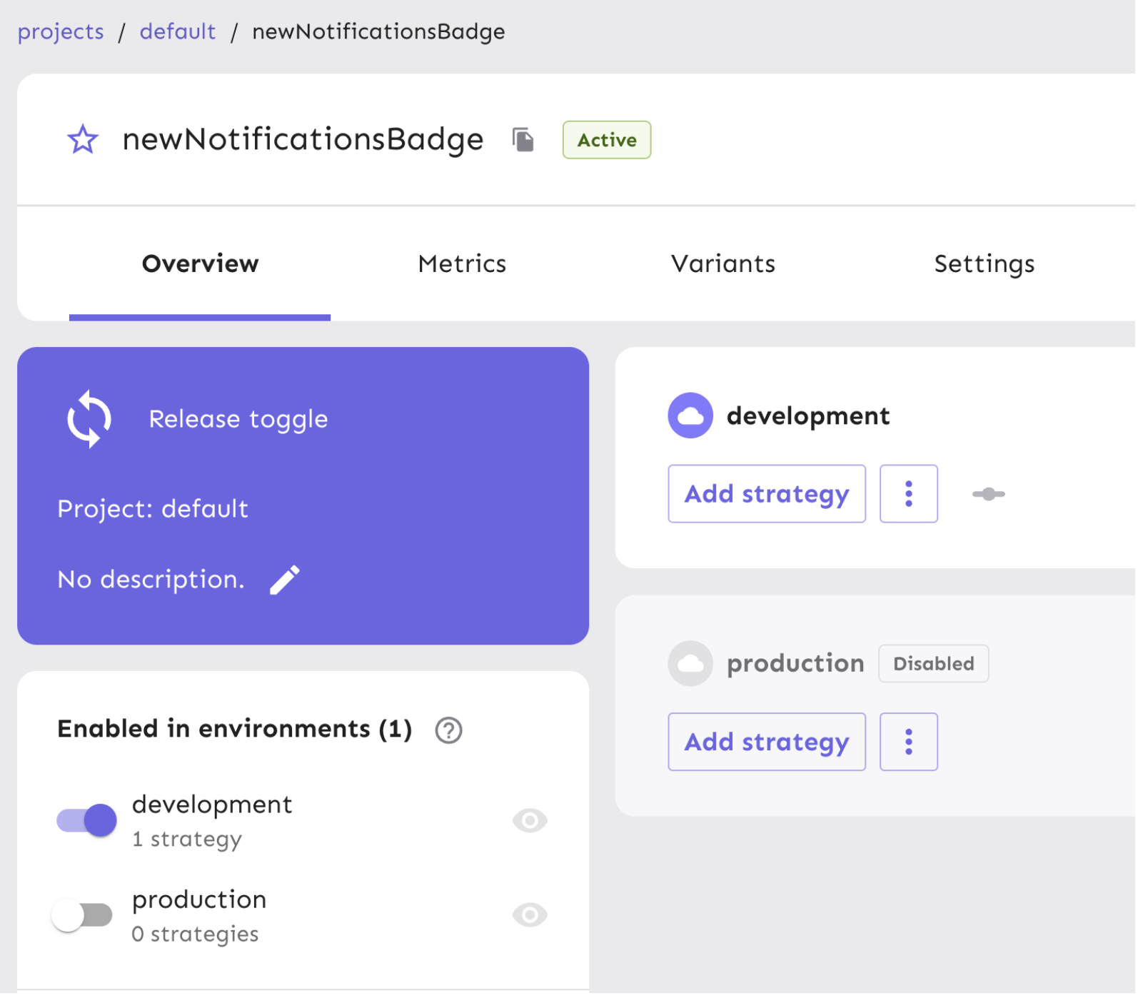 Enable flag for development environment